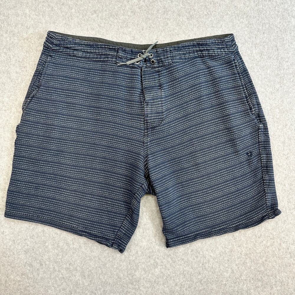 Vissla Board Shorts Mens 34 Blue Striped 8" Comfort Drawstring Surf Coastal